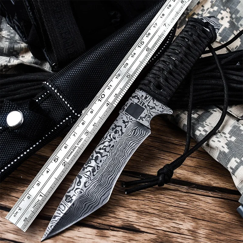 

Outdoor Tying Rope Small Straight Knife Field Self-defense Stainless Steel Pocket Knife Camping Survival Knifes