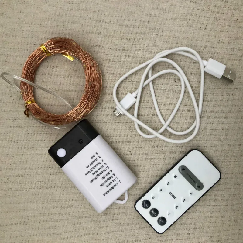Светодиодный светильник с медным проводом Usb батарея двойной пульт