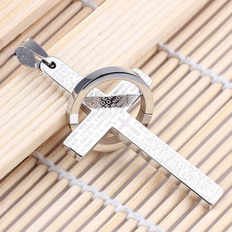 

Simple Classic Fashion Cross Necklace with Ring Round Bead Chain Pendant Girl Short Long Chain Necklaces Jewelry for Women Men