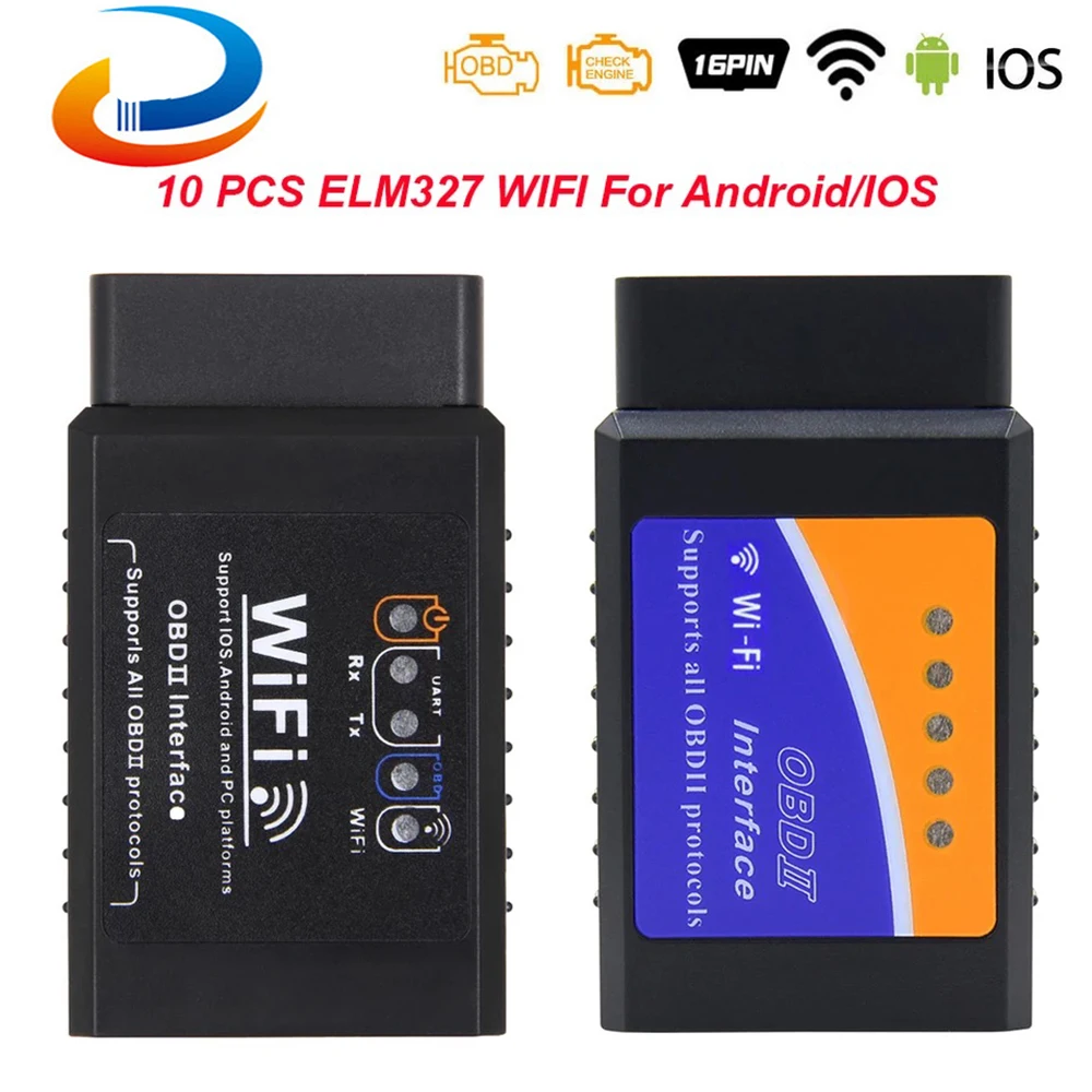 10PCS ELM 327 V1.5 OBD2 WIFI OBD 2 obd Car Diagnostic Car Auto Scanner Tool elm327 wi-fi v1.5 For Android iOS Auto Scanner