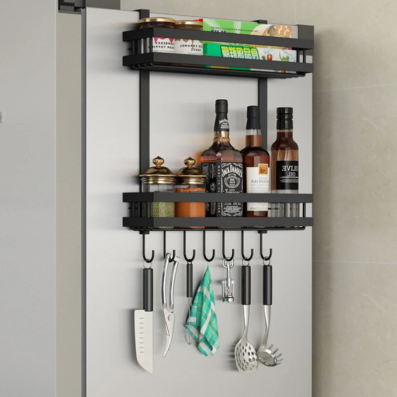 

Refrigerator Side Storage Rack Fridge Shelf Cupboard Organizer for Kitchen Cabinet Space Saving Refrigerator Hanging Rack