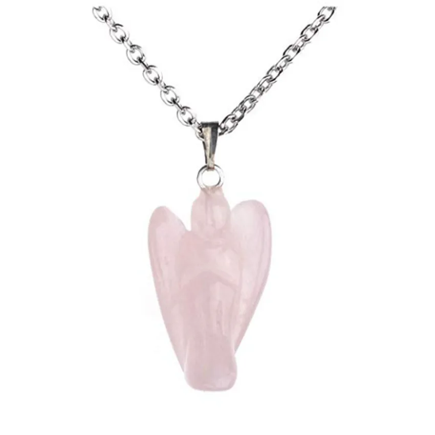 

Silver Plated Classic Style Lovely Angel Lapis Lazuli Pendant Link Chain Necklace Green Aventurine Jewelry