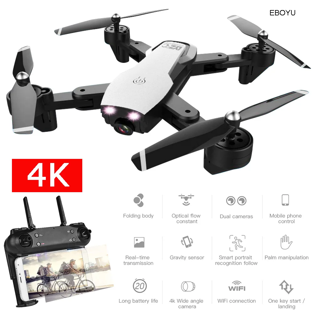 Радиоуправляемый Дрон EBOYU L107 Wi Fi FPV 4K/1080P двойная широкоугольная камера оптический