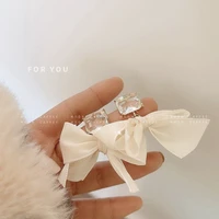 s925 silver needle super fairy bow knot fabric art water drill earring sen girl feeling personality earnail earrings korean