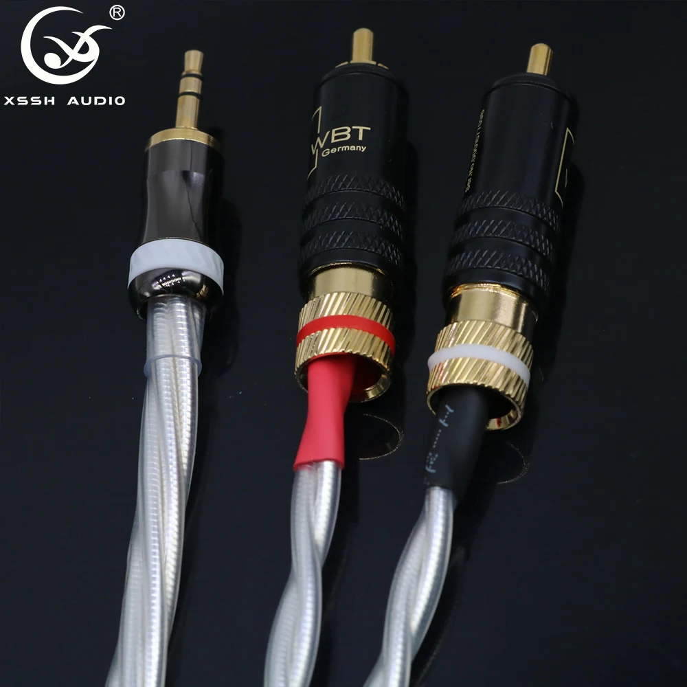 Сигнальные шнуры XSSH DIY HIFI Nordost серебристый Aux 3 5 мм штекер гарнитуры к 2 RCA разъему