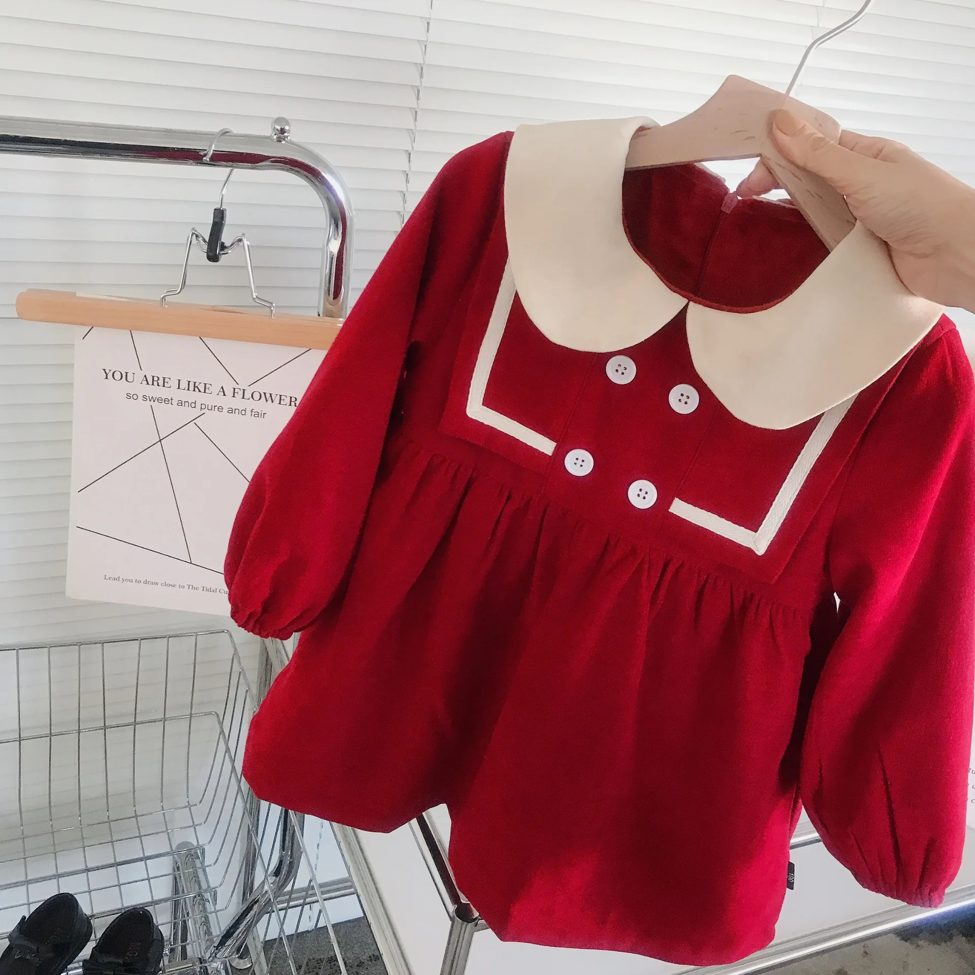 

Girls Warm Princess Dress For Kids Fleece Dresses Children Winter Plus Velvet Doll collar Dress