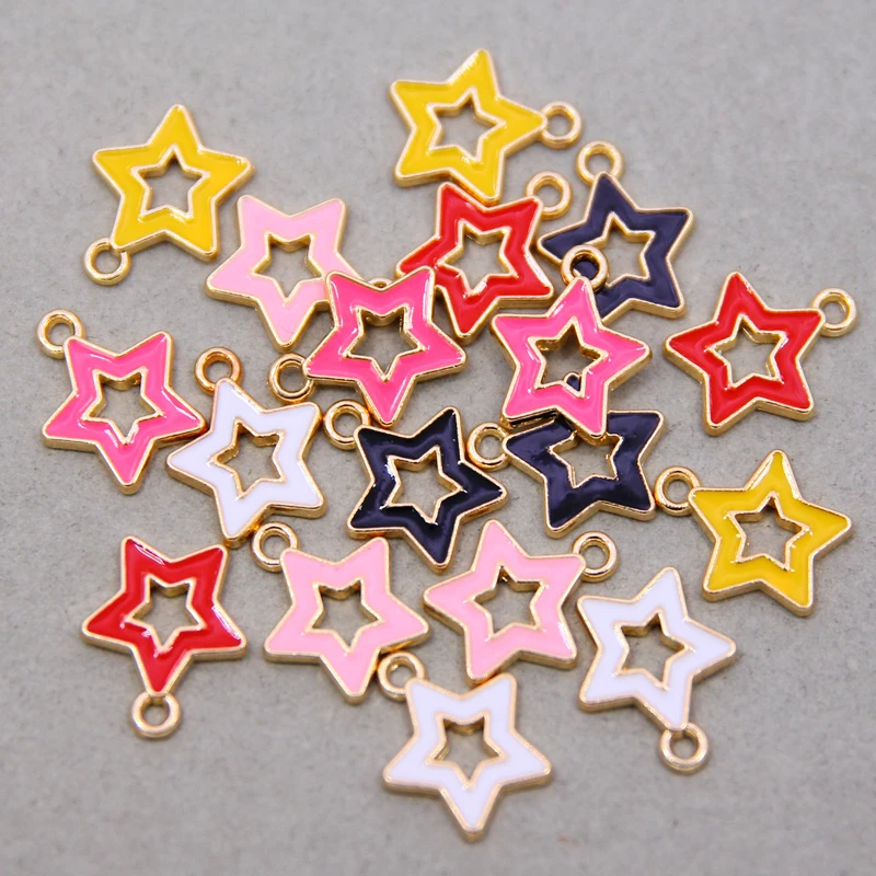 

Эмалевые подвески 10 шт./компл. 14 мм, конфетные цвета, «сделай сам», серьги, браслет, подвески в виде пентаграммы, аксессуары для ожерелья ручн...