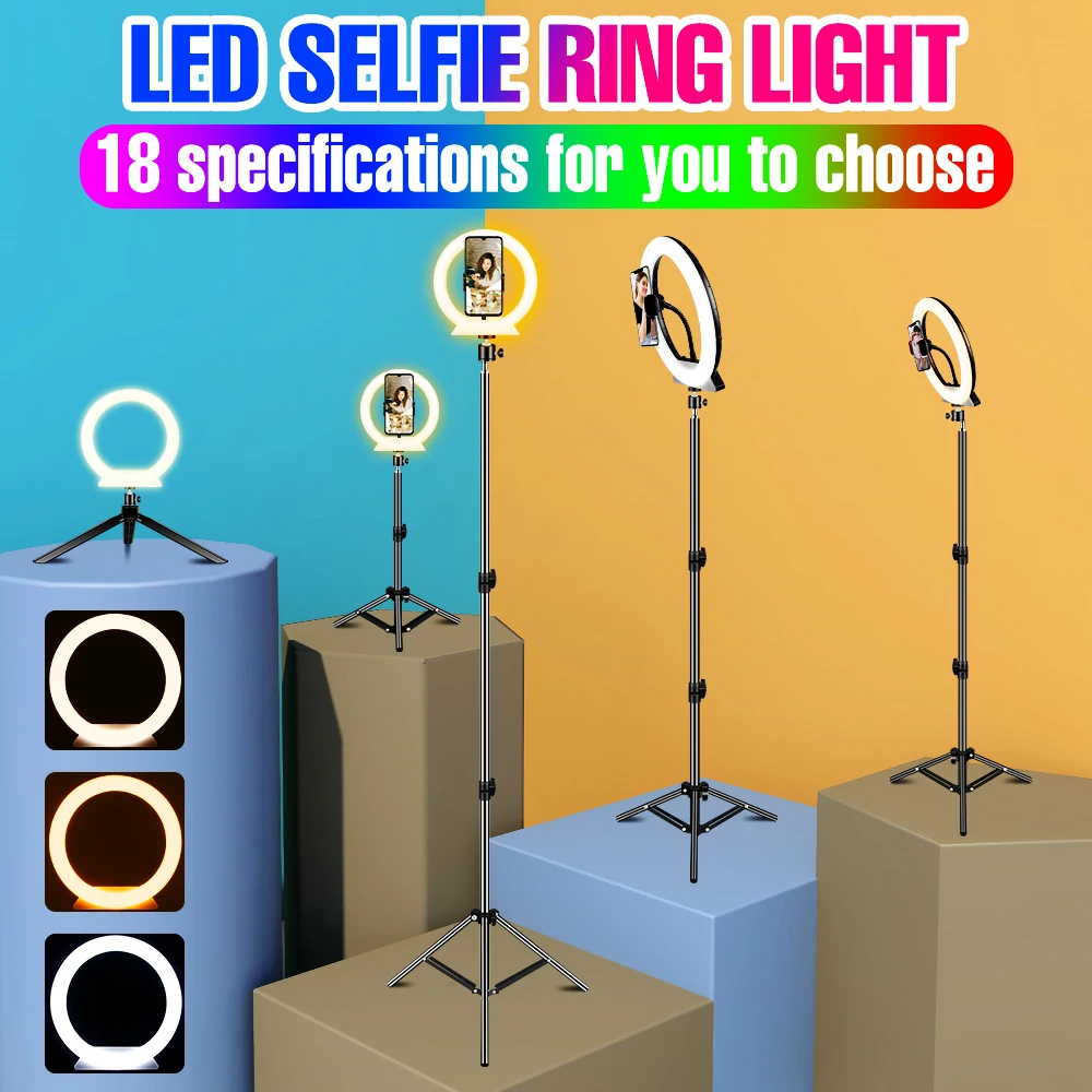 

26CM Selfie LED Lamp USB Ring Light 5V Photography Lighting Dimmable Lamp LED Fill Lights With Tripod Phone Holder Clip Ringlamp