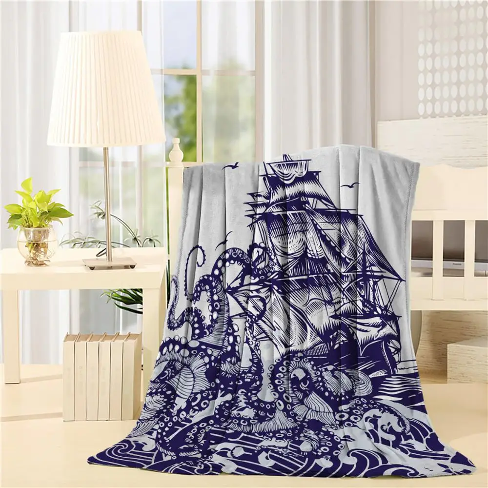 Одеяло из микрофибры с принтом Осьминог|Одеяла| |