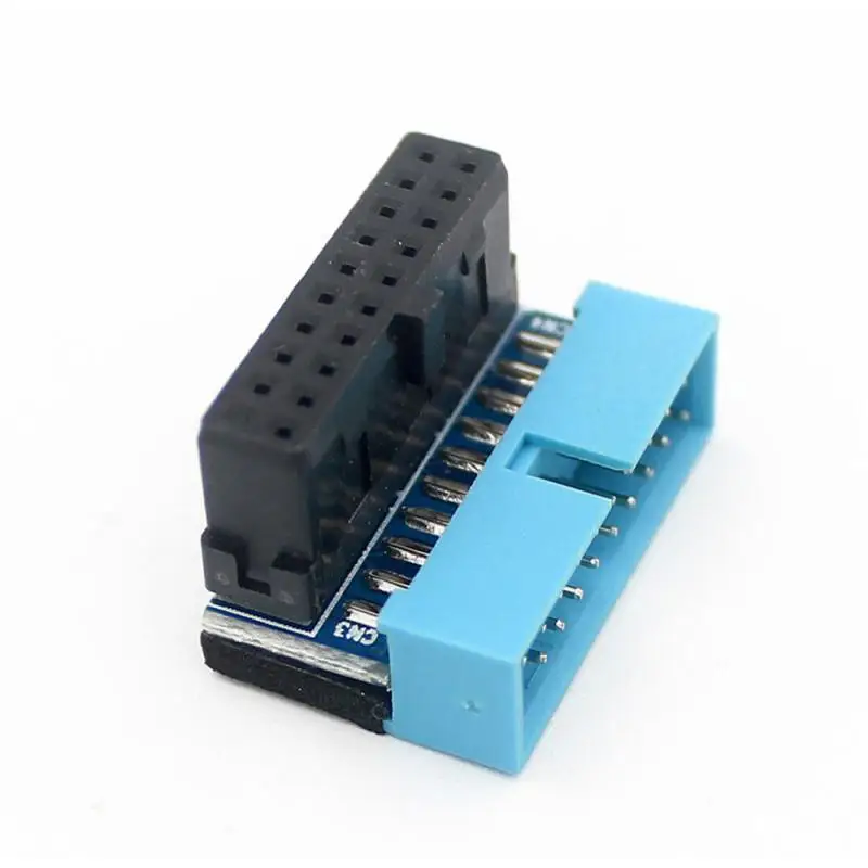 Адаптер-удлинитель штекер-гнездо 19pin USB 3.0 20pin угловой под углом 90 градусов для