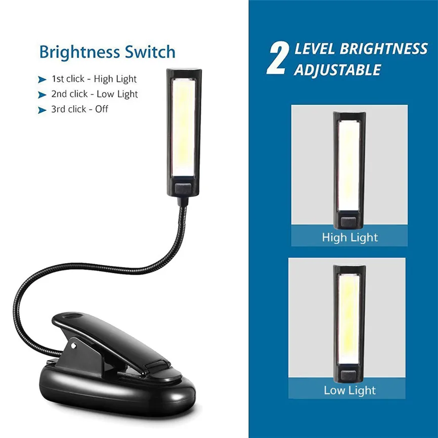 LED Night Reading Lights Lamp Flexible USB Clip-On COB Light Study Desk Table Rechargeable For Student | Лампы и освещение