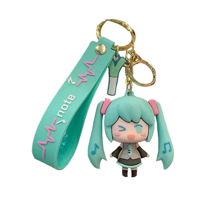 

Original Hatsune Miku Charm Keychain Vocaloid Keyring Anime 3D Silica Gel Character Cosplay Accessories Cute Lovely Kids Gift