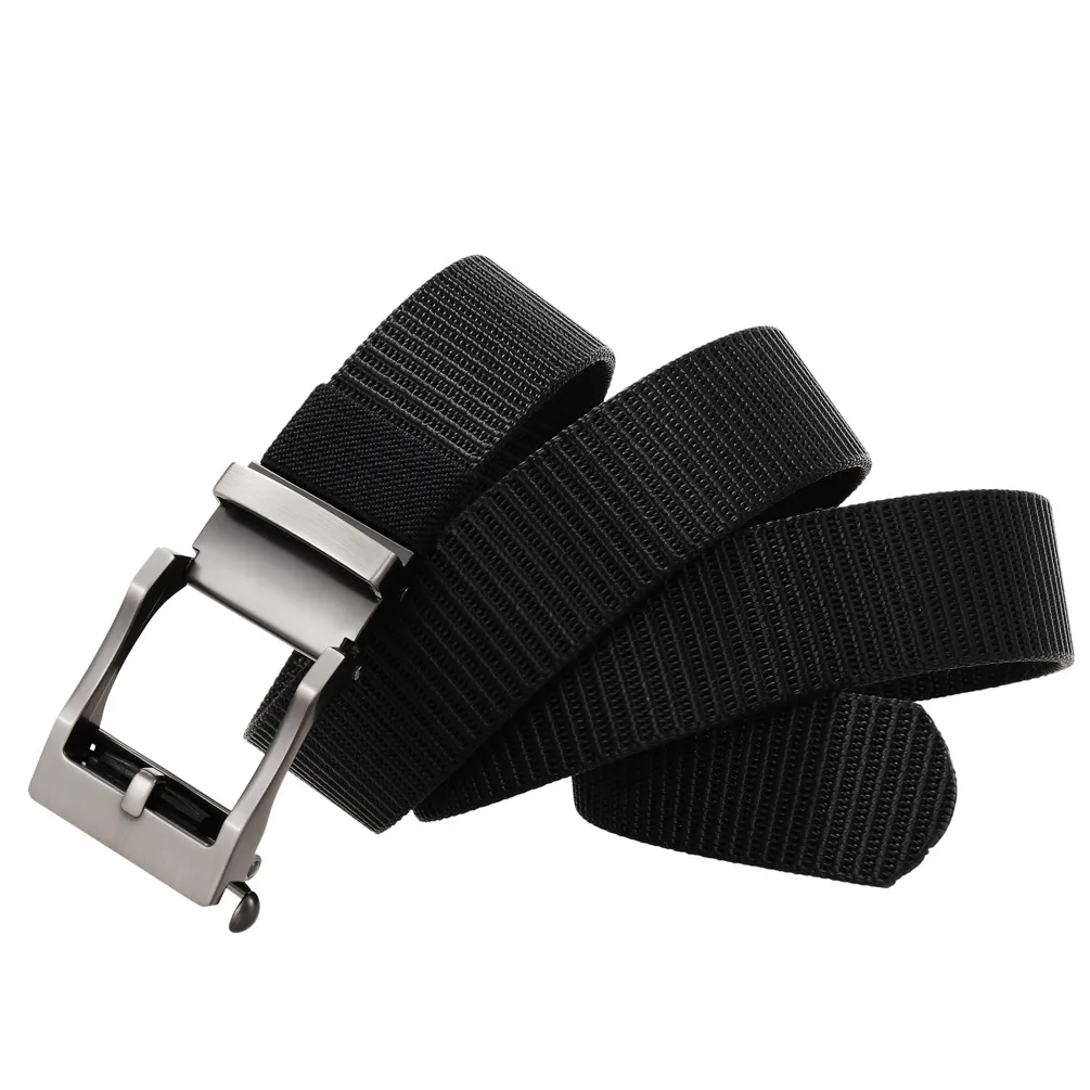 High Quality Fashion Male Black Nylon Belt Outdoor Metal Automatic Buckle Casual Pants Cool Wild Luxury Waist Belts  G35-24051