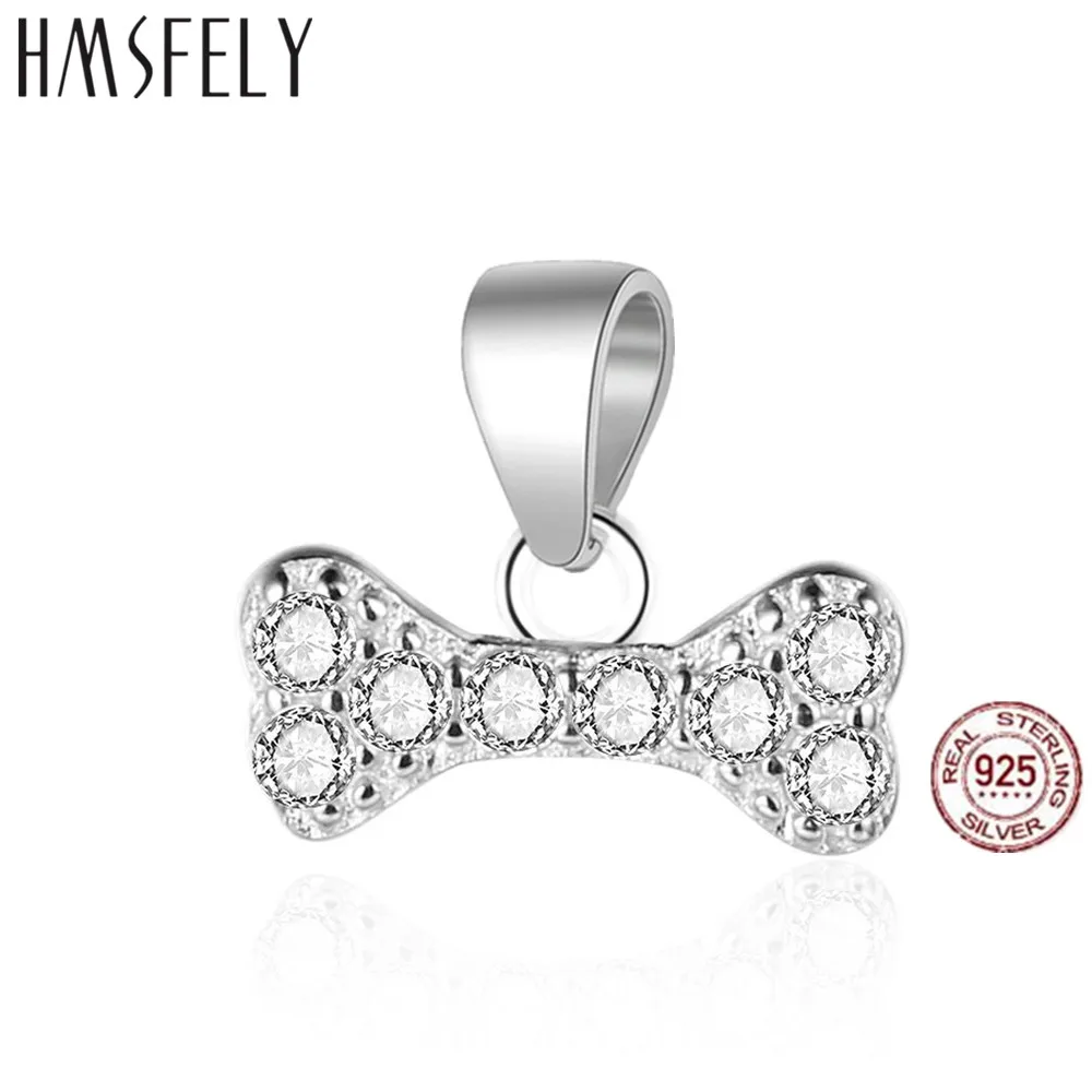 HMSFELY реальные 925 стерлингового серебра циркония кости кулон DIY браслет аксессуары