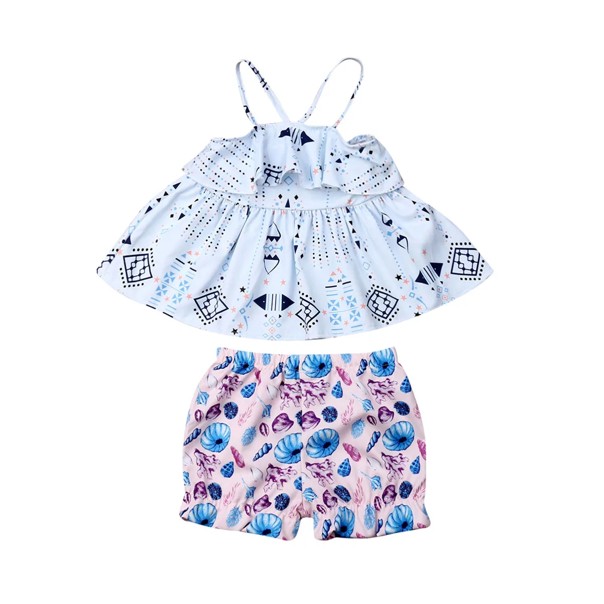 Детская летняя одежда 2019 для маленьких девочек платье на бретелях с цветами