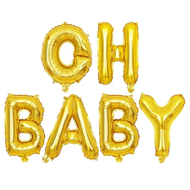16 дюймов розовое золото "OH BABY" надувные буквы вечерние для украшения детского душа дни рождения и свадьбы принадлежности DIY подвесные покрытые фольгой шары - Цвет: gold