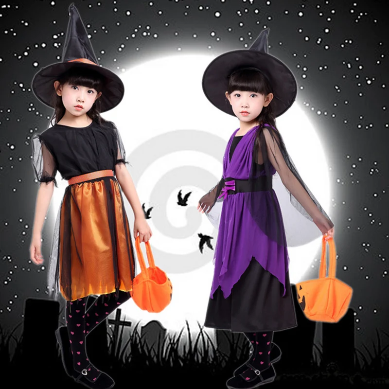 Новинка 2019 года Детский костюм на Хэллоуин ведьмы для маленьких девочек