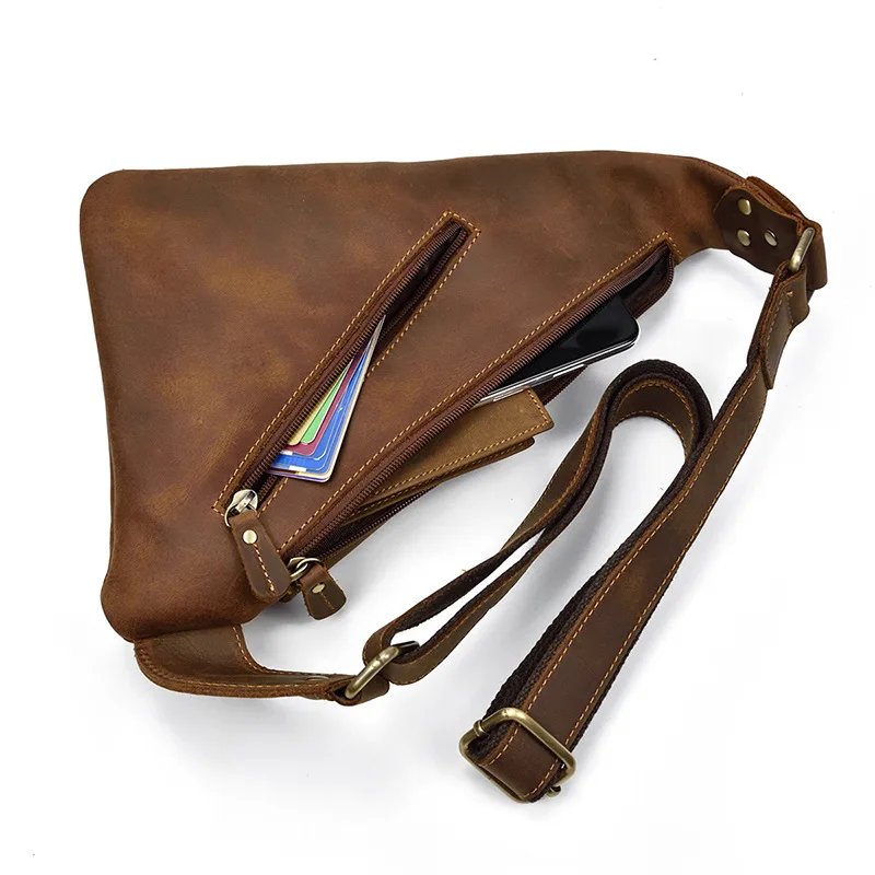 Original Design Chest Packs for Men Genuine Leather Crossbody Bag Male Fashion Shoulder Messenger Bag Men's Leather Chest Bag