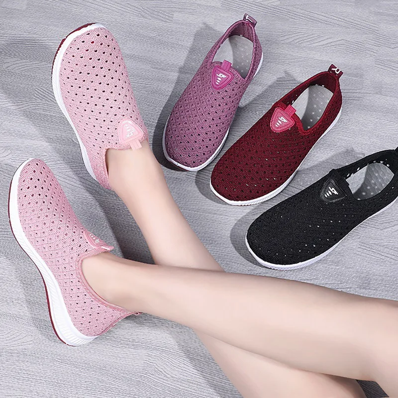 

Shoes Women 2021 Mesh Summer Mesh Shoes Women's Shoes Breathable Hollow Light Soft Casual Sneakers Ladies Middle-aged Mom Shoes