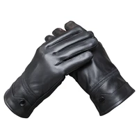 touch screen mens genuine leather gloves plus velvet warm sheepskin gloves winter christmas gifts long gloves