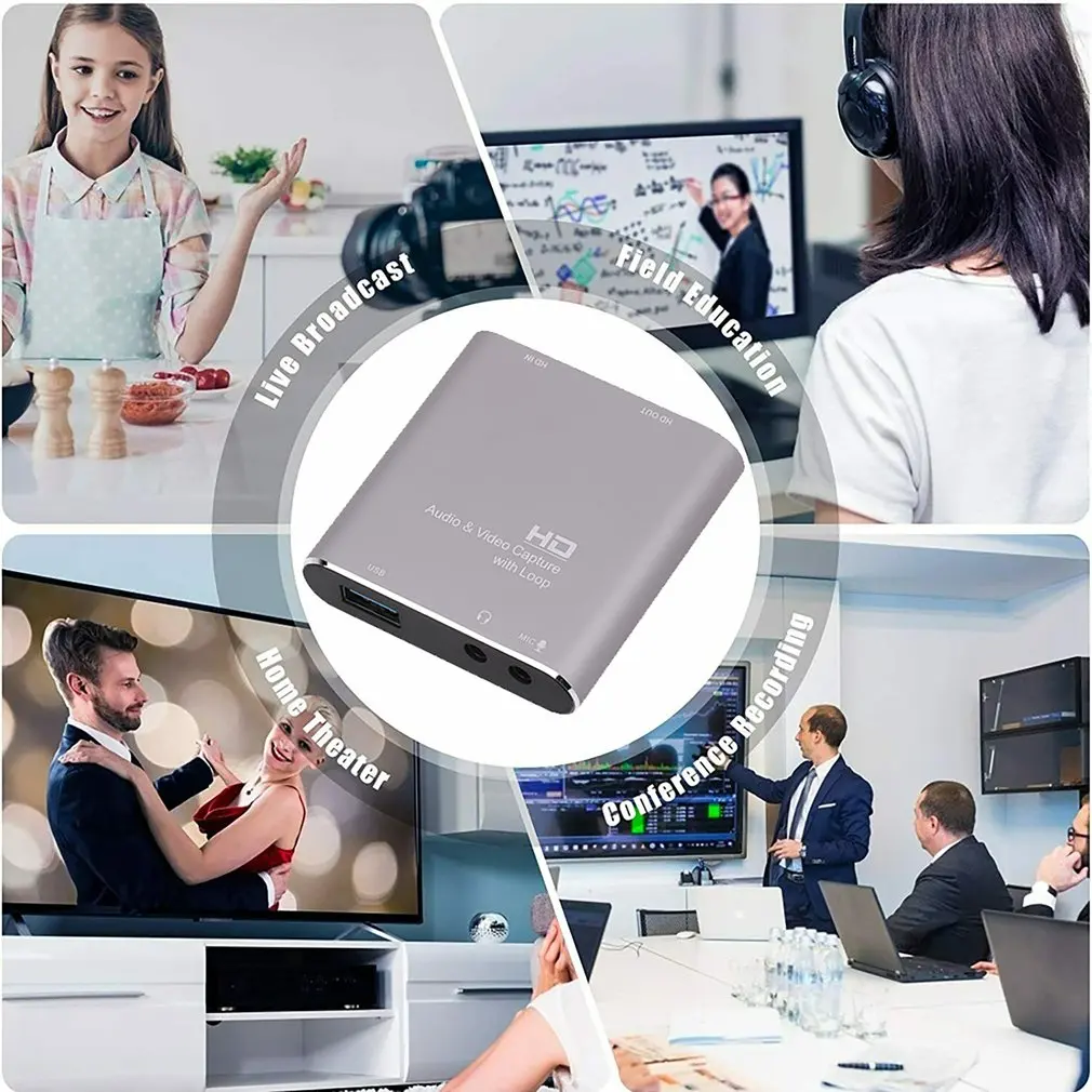 

Audio Video Capture Card With Lo-op Out 4K HDMI-compatible Game Capture USB 3.0 Record With Audio And Microphone Interface