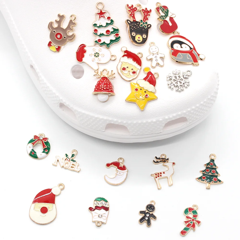 

1pc Christmas Theme Metal Shoe Charms Buckle For Garden Sandals Decoration Shoe Accessorie Croc jibz Kids Toy Party Xmas Gifts