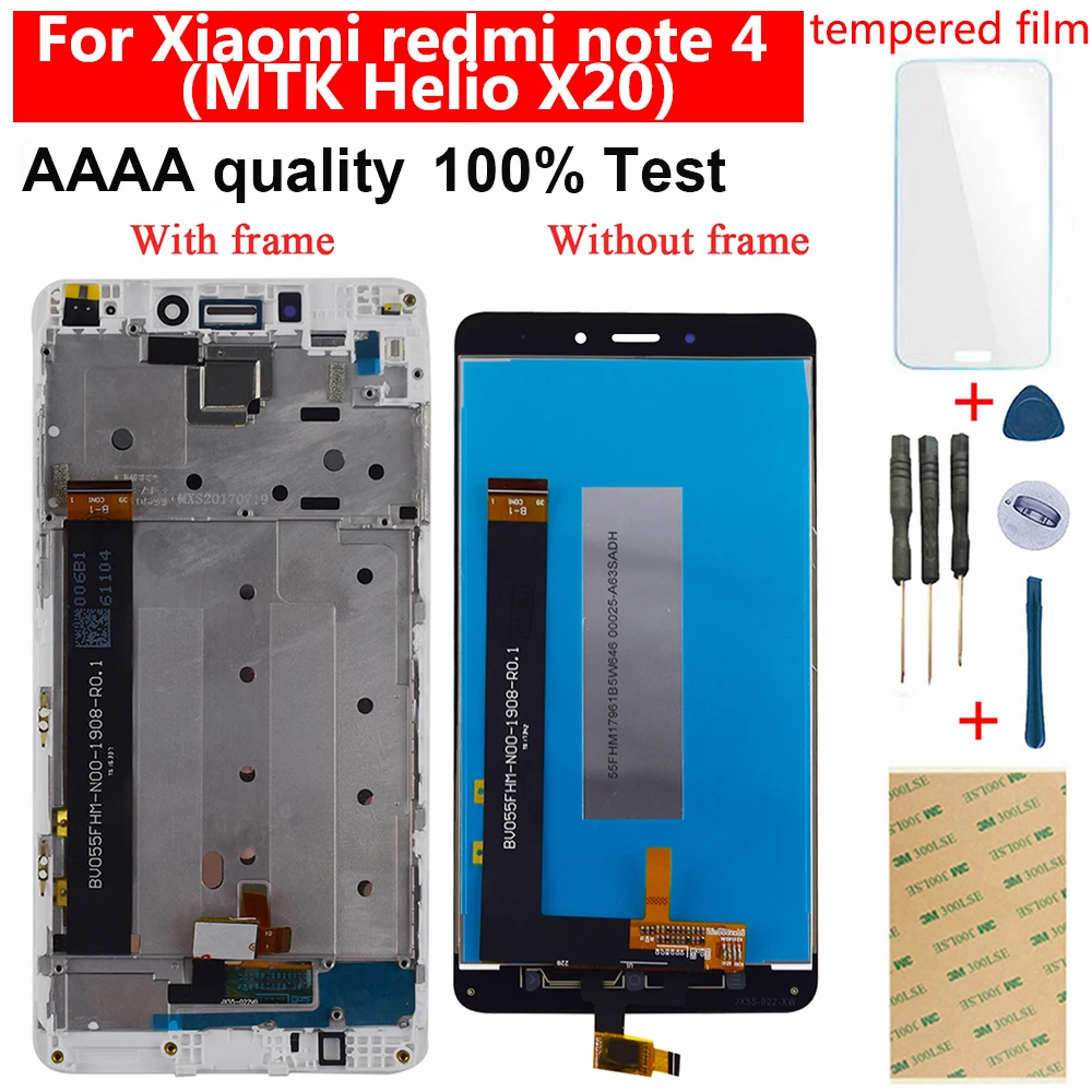 

For Xiaomi Redmi Note 4 LCD (CPU: MTK Helio X20) LCD Display Touch Screen Digitizer Redmi Note 4 LCD Screen Assembly Frame