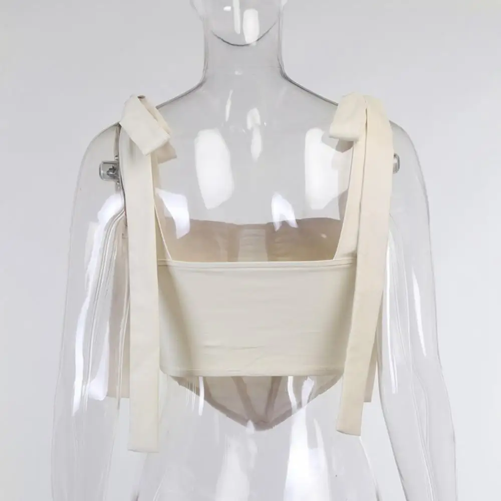 

2021 Short Tanks Tops Women Sexy Fashion Sleeveless Solid Color Fishbone Strap Camisole Vest Crop Top For Club