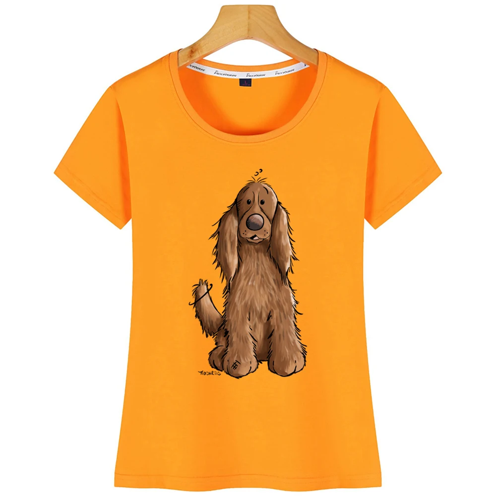 Женская Футболка Happy Cocker Spaniel черная короткая футболка с надписью Dogs Fun Kawaii |