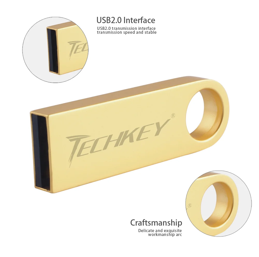 Новинка, TECHKEY, usb флеш-накопитель, 64 ГБ, 32 ГБ, 16 ГБ, 8 ГБ, 4 Гб, флеш-накопитель, флешка, водонепроницаемая, серебристая, u диск, memoria cel, usb флешка, подарок