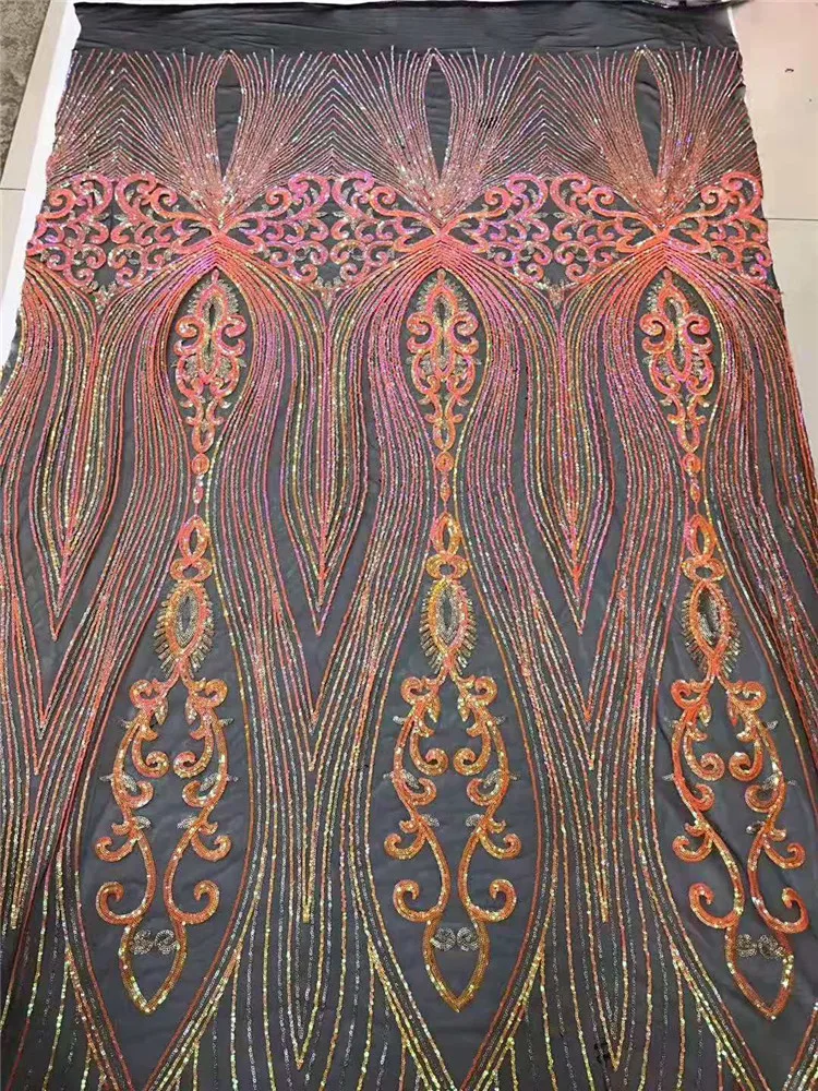 5 ярдов африканская кружевная ткань с вышивкой и большими цветами блестками | Дом