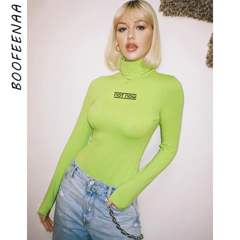 BOOFEENAA сексуальное боди с длинным рукавом буквенным принтом женская одежда