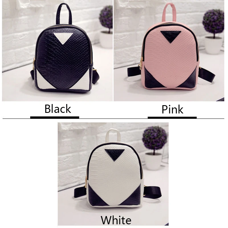 

Stitching fashion Mini Korean version backpack Hit color PU package Simple