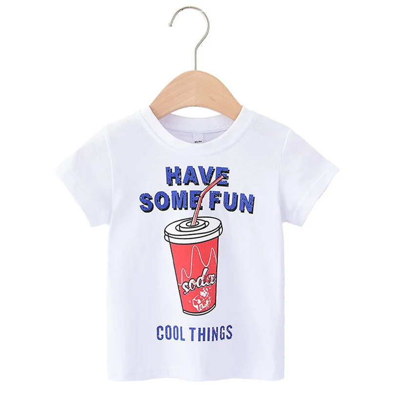 Летние детские футболки с коротким рукавом для мальчиков и девочек хлопковая