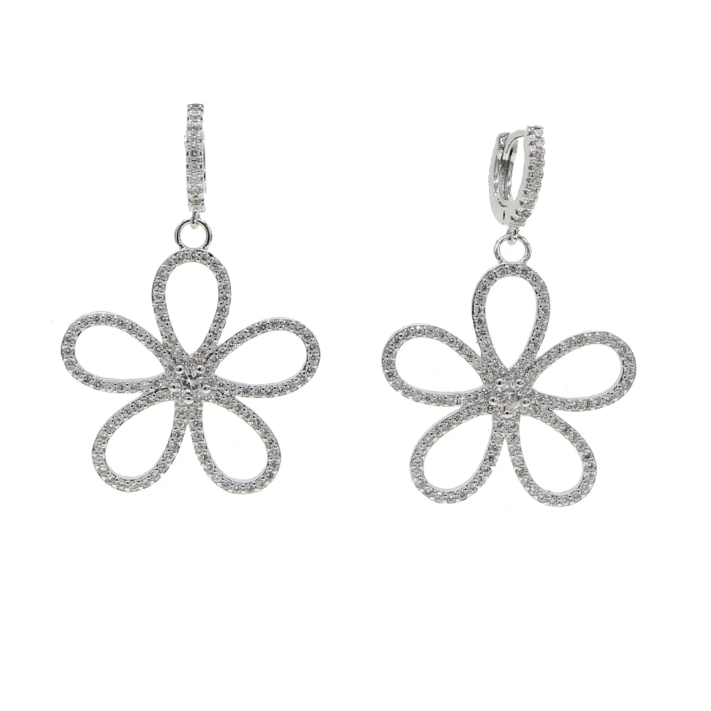 Позолоченные романтические полые серьги-подвески с цветком белые серьги чешским