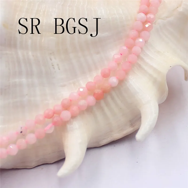 

Free Shipping BGSJ 3mm Faceted Pink Opal Gemstone Stone Spacer Bail Round Spacer Small Fashion DIY Beads Strand 15"