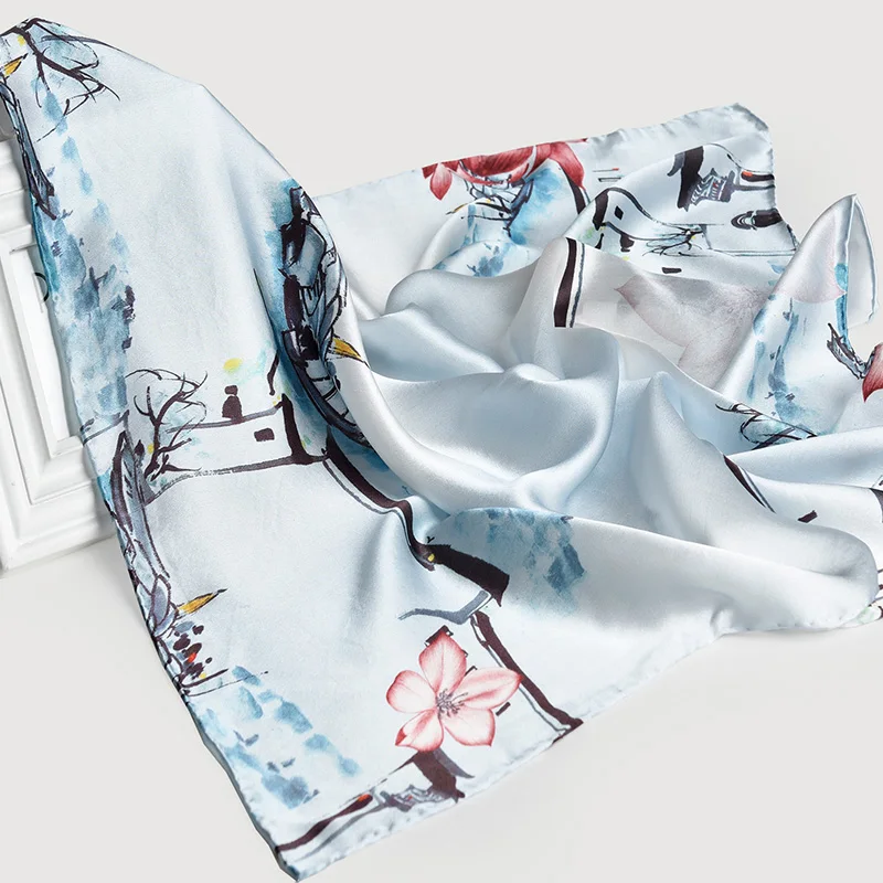 Квадратный шарф 65*65 см Шелковый платок 100% шелк из Ханчжоу для женщин бандана с