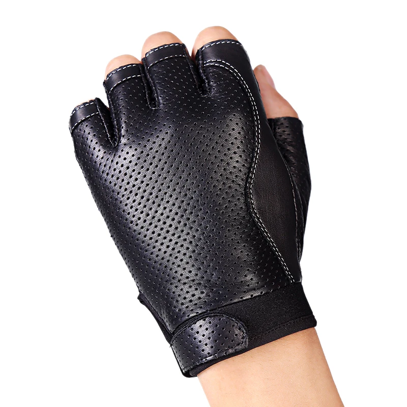 

Men Leather Driving Gloves Black Antiskid Fingerless Mittens Sheepskin Tactical Gloves Outdoor Fitness Dance Glove AGC005
