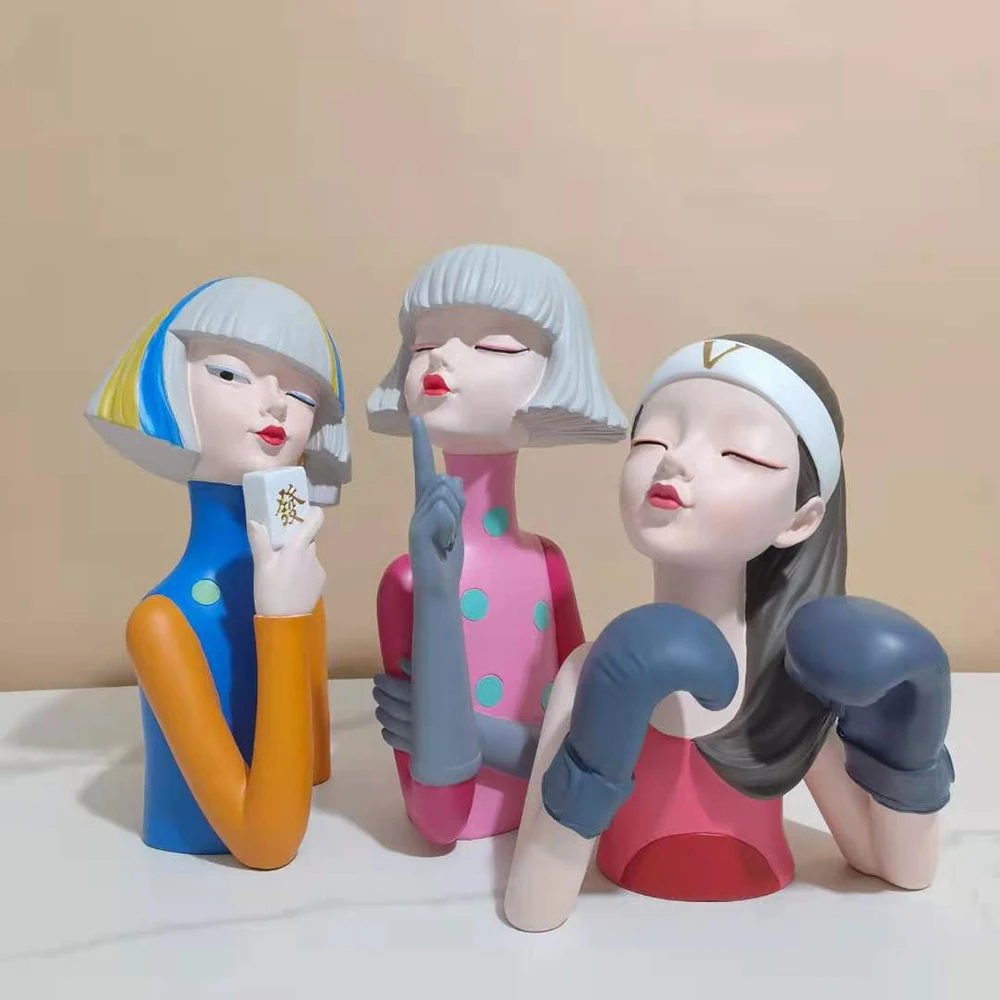 

Creative Fashion Girl Boxing Tray Style Key Storage Decoration Modern Living Room Home Decoration Small Decoration Birthday Gift