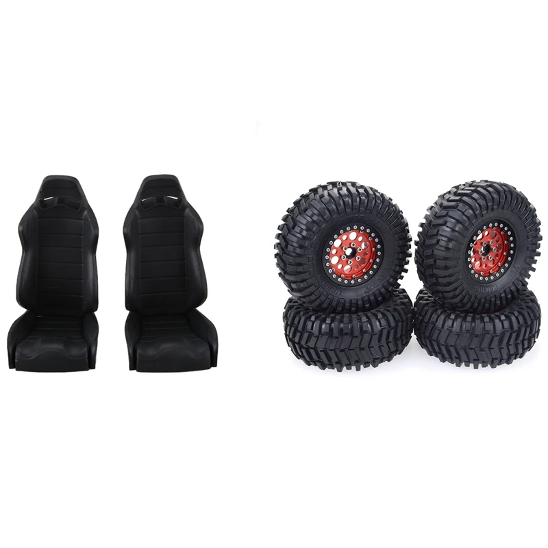 

2Pcs 1/10 Simulation Driver's Seat With 4PCS 2.2 Inch Beadlock Wheel Rims And Mud Grappler Tires For 1:10 RC Traxxas