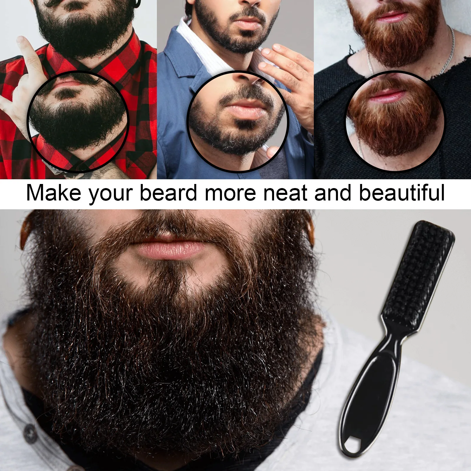 

men's beard-shaped beard brush cleaning care face smooth hair brush
