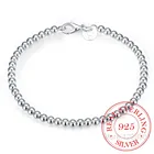 Европейский и американский тренд 925 пробы Серебряный браслет для женщин 4 мм маленькие бусины Золотой розовое золото серебряный браслет для девушек