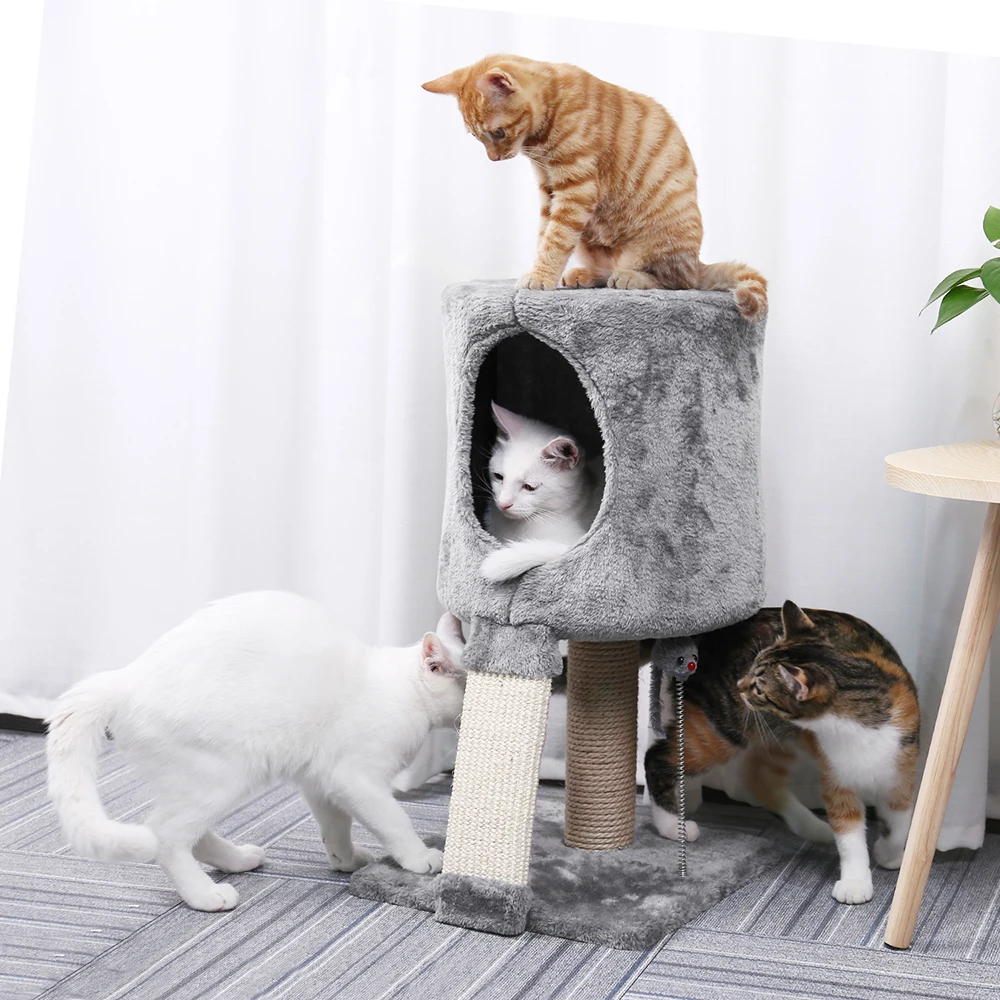 Domestic Delivery Cat Tree Condo House Scratcher Funny Scratching Post Climbing Tree Toy for Cats Kitten Activity Pet House Nest