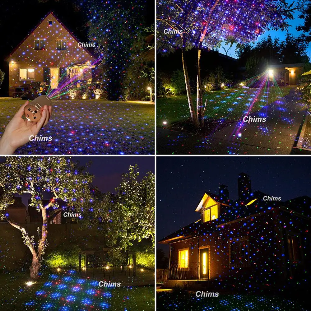 Фото Лазерный мини-проектор Chims, уличный портативный беспроводной проектор с RGB звездами для рождества, сада, патио, ландшафта, кемпинга, двора №3