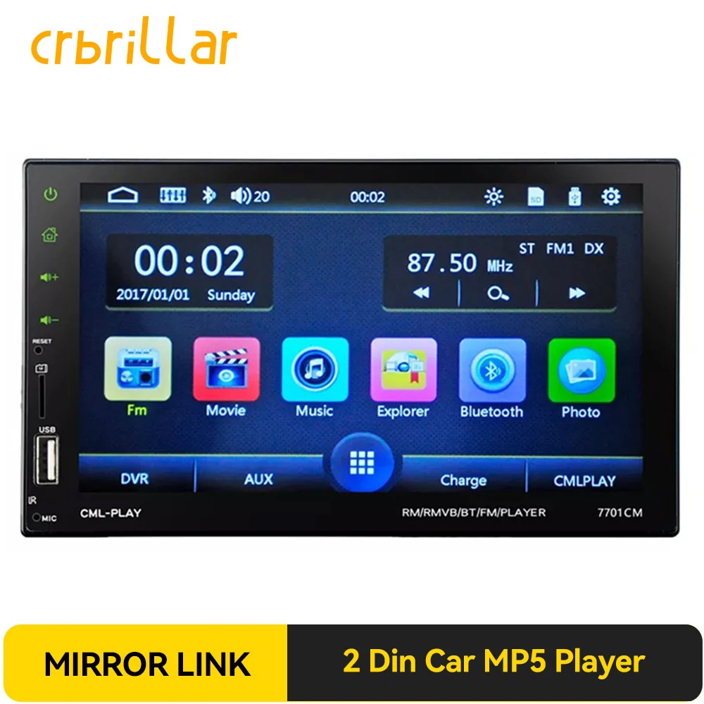 

NEW 2 Din Car Radio 7" Bluetooth Car Multimedia Player Touch Autoradio MP5 SD/FM/MP4/USB/AUX Audio Stereo With Cam mirror link