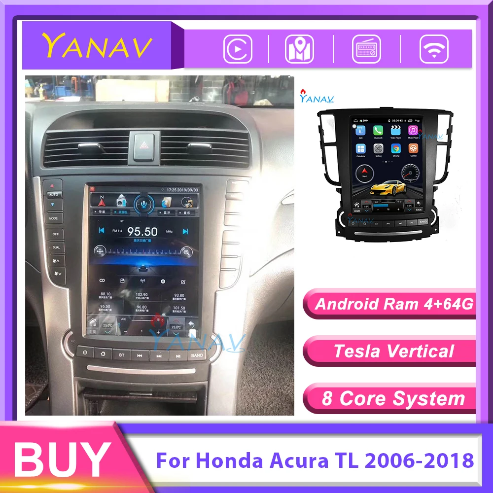 

10,4 Carplay GPS навигация Android 10 автомобильное радио стерео для Acura TL 2006-2018 поддержка управления рулевым колесом полный сенсорный экран