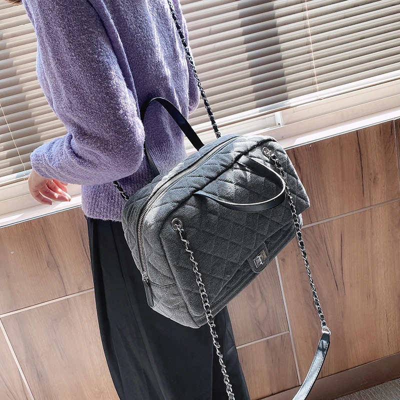 

2020 Fashion Women Shoulder Bag Lattice Pattern Handbag Vintage Crossbody Bag High-capacity Wild Style Chain Belt Bag