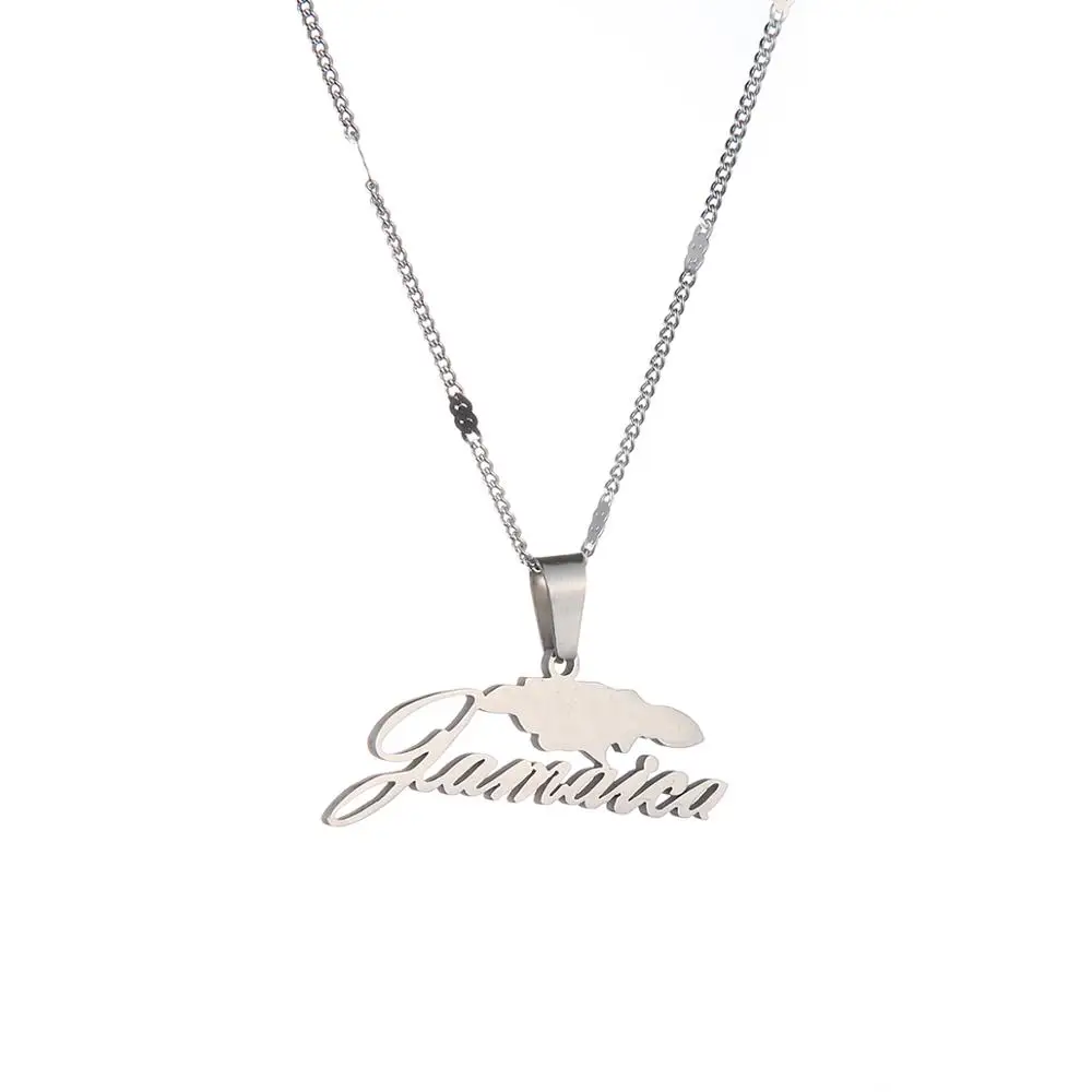 Ожерелья с подвесками из нержавеющей стали изображением карты Ямайки для женщин