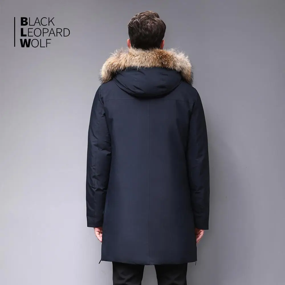 Blackleopardwolf 2019 Мужская теплая зимняя брендовая куртка съемный роскошный меховой
