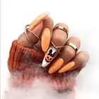 Накладные ногти в стиле Хэллоуин, накладные ногти, накладные ногти с изображением тыквы и черепа, съемные, накладные ногти в форме гроба 24 шт.кор.